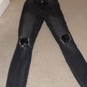Grey/black washed skinny jeans